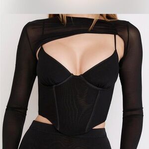House of CB Black Sheer Bodysuit